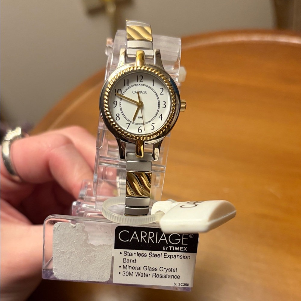 VINTAGE NWT Timex Carriage Silver and Gold Stainless Steel Watch Bracelet